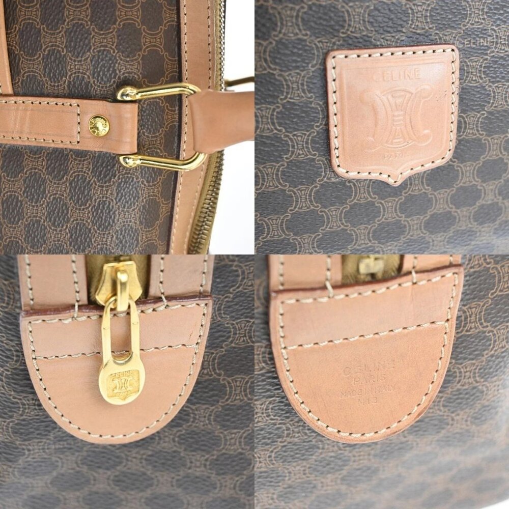 CELINE Logo Macadam Pattern Travel Hand Boston Bag PVC Leather Brown 38KC411 - Picture 15 of 15